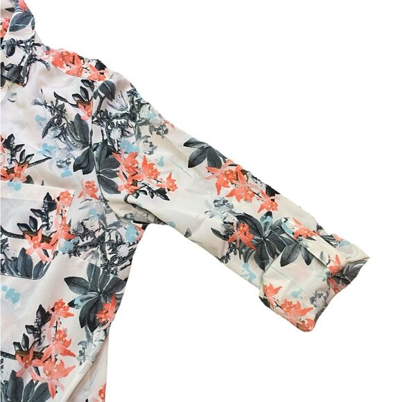 Talbots Petite Floral Nantucket Print Adjustable Sleeve Button Down Blouse - Picture 3 of 9